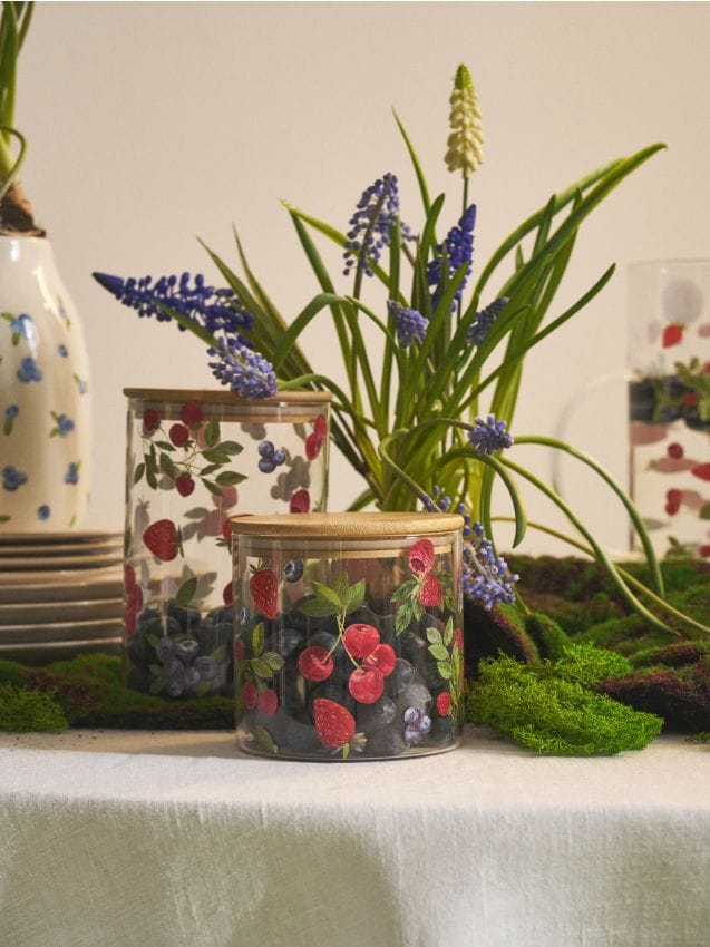 Sinsay - Borcan pentru alimente cu capac și motiv fructat - alb