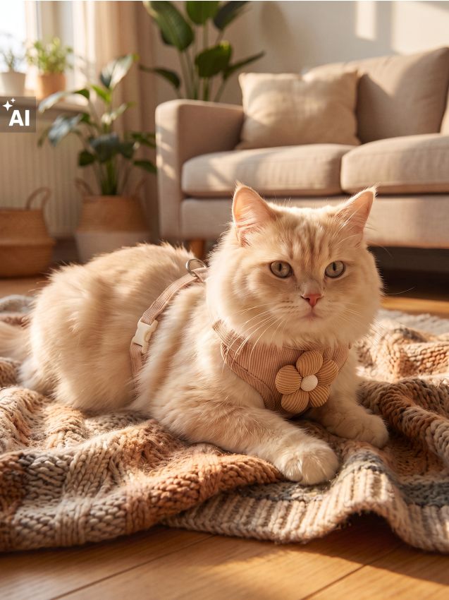 Sinsay - Ham pentru animal de companie cu aplicație florală 3D - maro