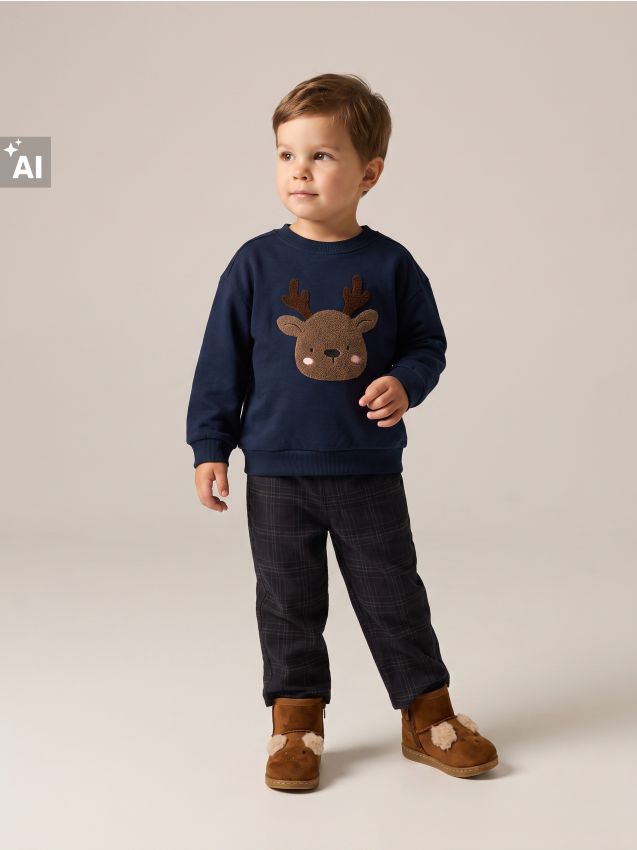 Sinsay - Pantaloni chino eleganți în carouri cu viscoză - bleumarin