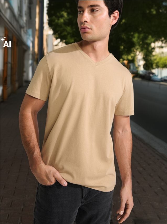 Sinsay - Tricou cu mânecă scurtă - bej