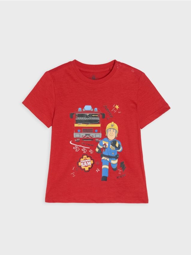 Sinsay - Tricou din bumbac cu imprimeu Fireman Sam - roșu