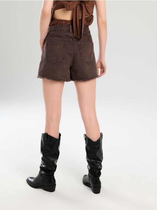 High waist džinsiniai šortai