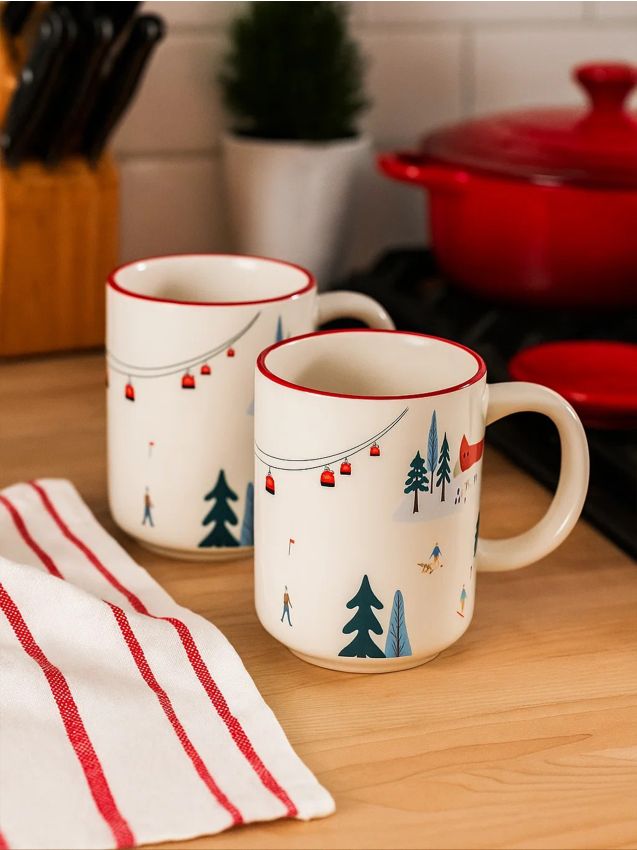 Sinsay - Hrnčeky so zimným motívom 2 pack - biela