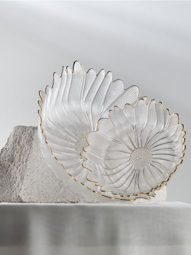Sinsay - Bol din sticlă în formă de floare cu detalii aurii - clear