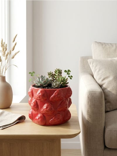 Keramik-Blumentopf mit geprägtem Muster