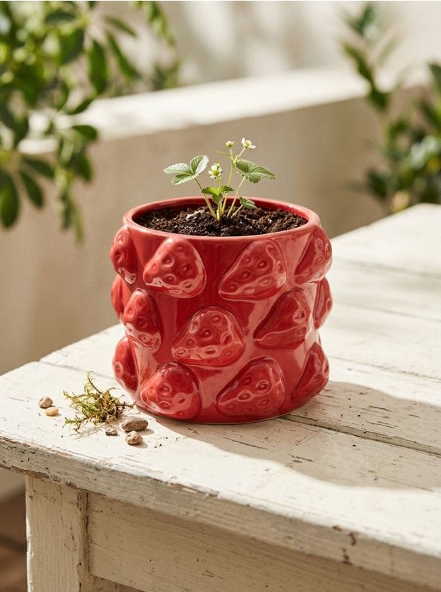 Sinsay - Ghiveci ceramic cu model embosat - roșu