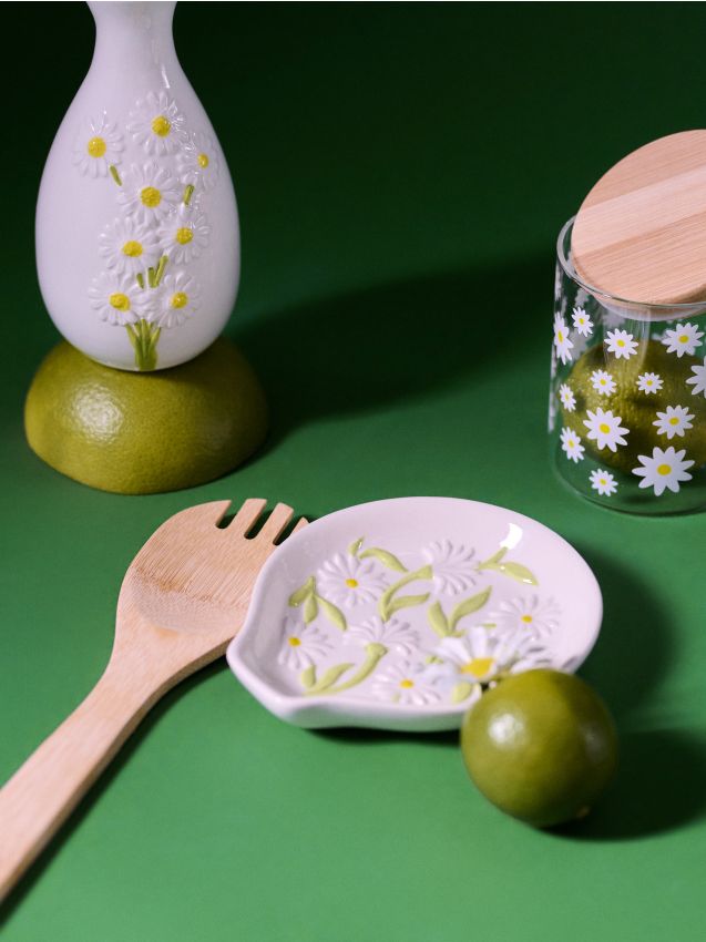 Sinsay - Suport de lingură de primăvară cu motiv de margarete - alb