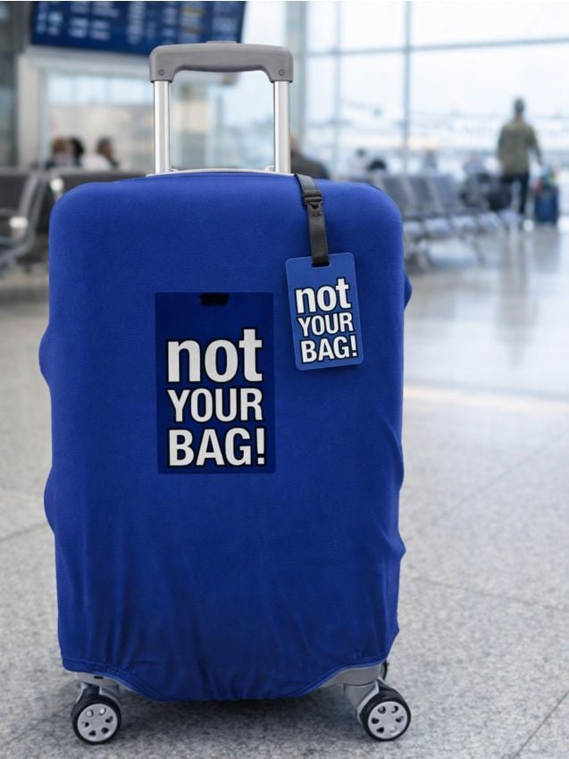 Sinsay - Husă pentru valiză și etichetă de nume cu text 2 pack - bleumarin