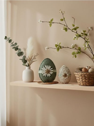 Набір великодніх декорацій у формі яйця з квіткою 2 шт.