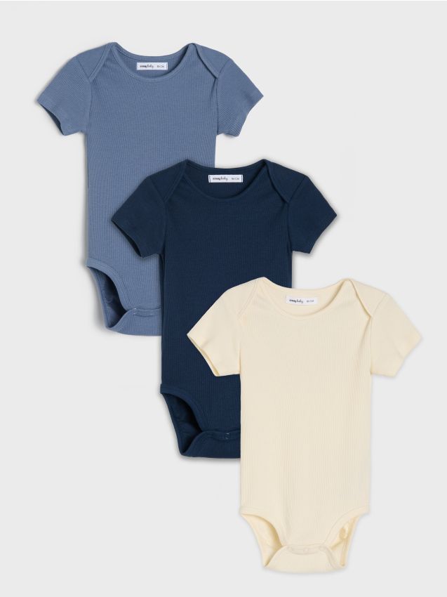 Sinsay - Body din bumbac din poliester ripsat 3 pack - mid blue