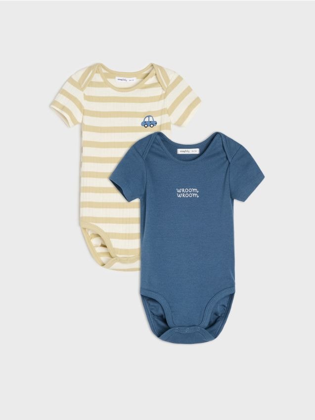 Sinsay - Body-uri din bumbac cu mânecă scurtă și motiv mașină 2 pack - multicolor