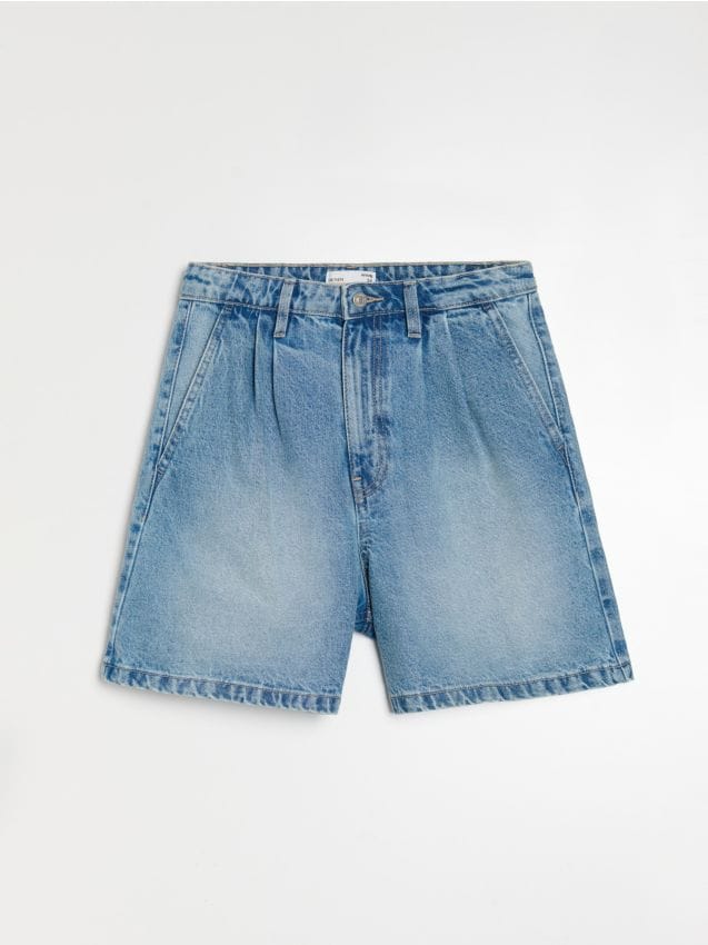 Sinsay - Jeansowe szorty mom fit - niebieski