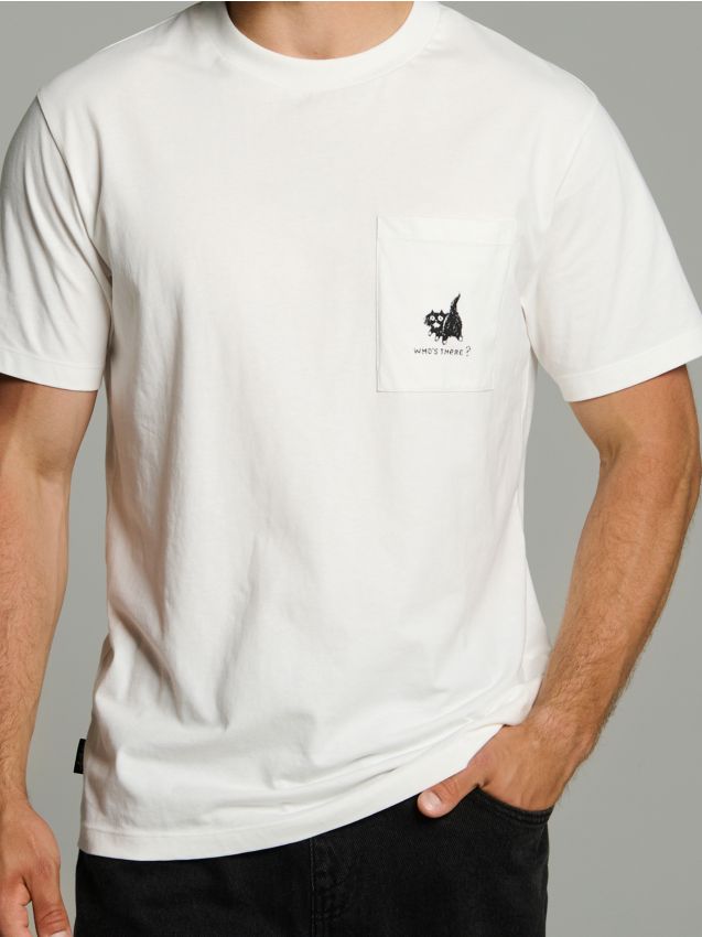 Sinsay - Tricou cu mânecă scurtă - crem