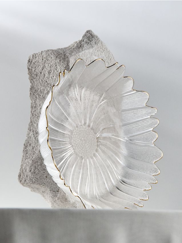 Sinsay - Bol din sticlă în formă de floare cu detalii aurii - clear