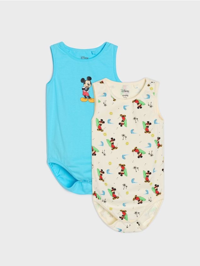 Sinsay - Body din bumbac cu imprimeu 2 pack Mickey Mouse - acvamarin