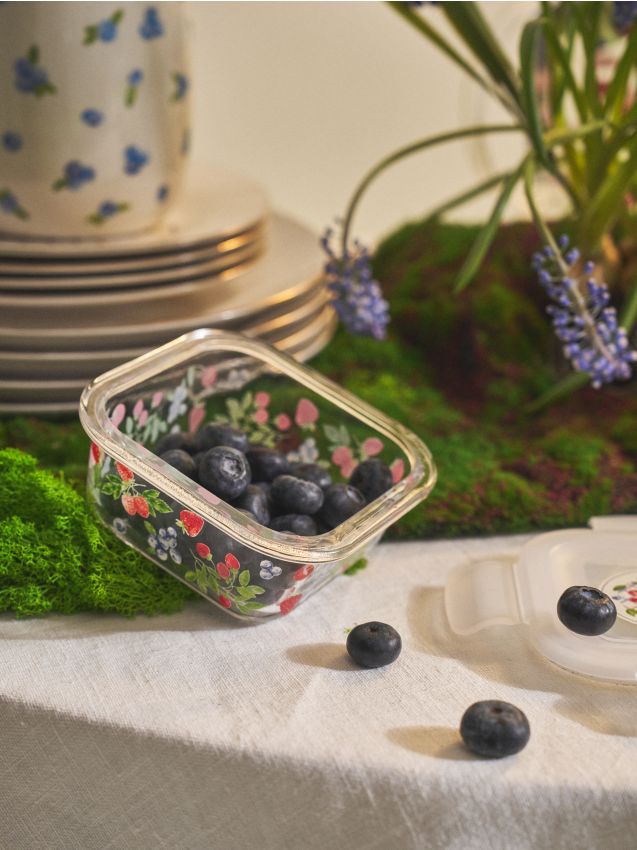 Sinsay - Recipient pentru alimente cu capac și motiv fructe - clear