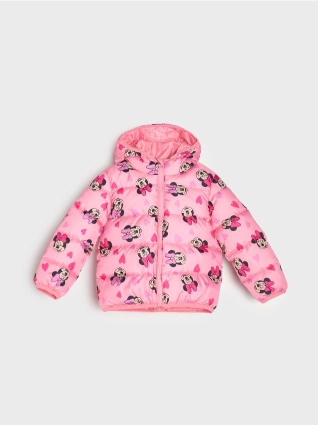 Sinsay - Geacă puffer matlasată cu glugă Minnie Mouse - roz