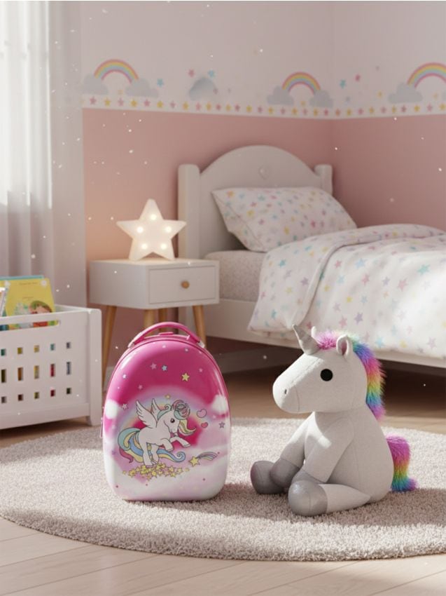 Sinsay - Valiză de cabină cu motiv de unicorn - roz-pastel