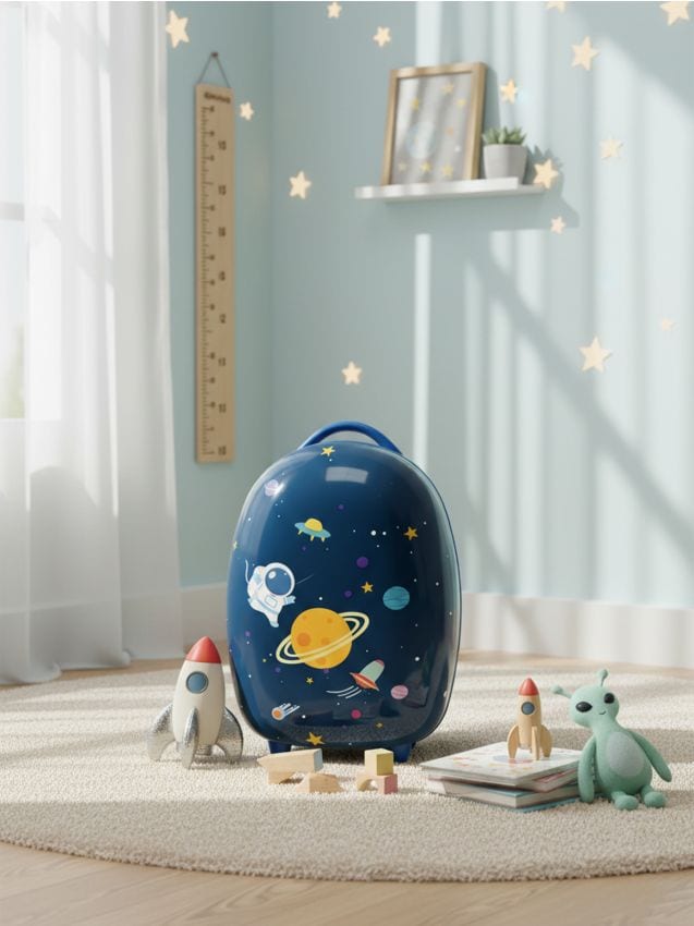 Sinsay - Valiză de cabină cu motiv spațial - bleumarin