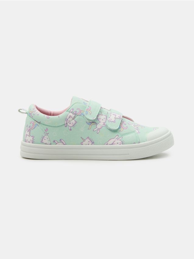 Sinsay - Sneakers din bumbac cu talpă interioară din piele PICIOR SĂNĂTOS - verde-pal