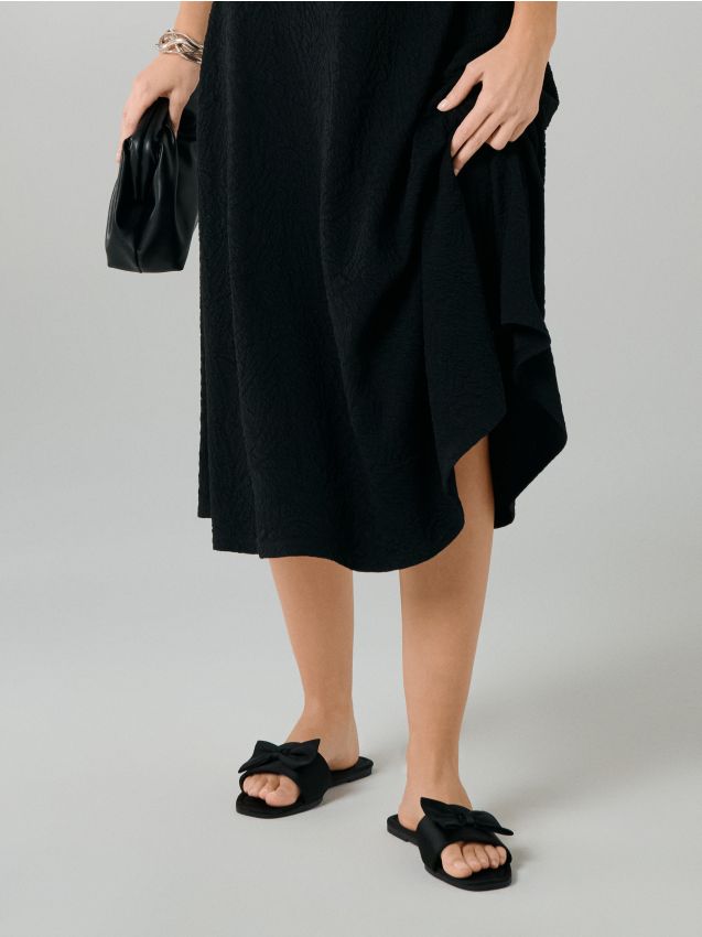 Sinsay - Șlapi cu fundă - negru