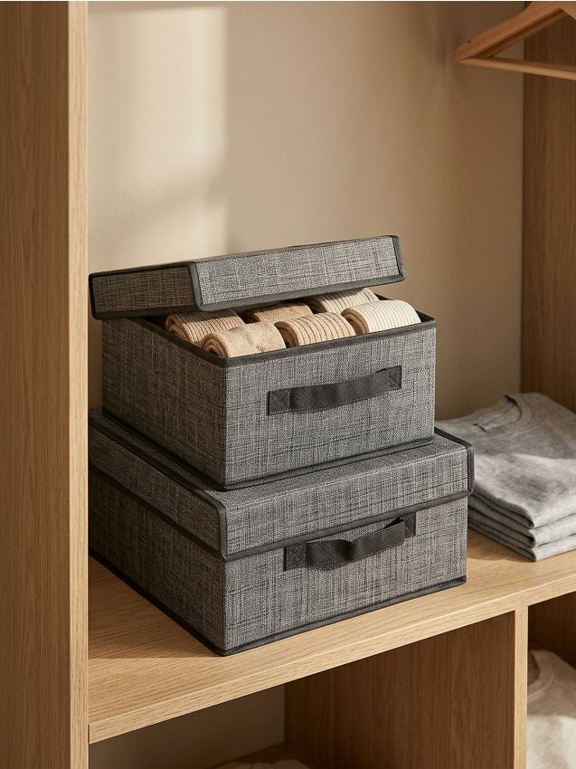 Sinsay - Cutii pliabile pentru depozitare cu mânere 2 pack - gri-închis