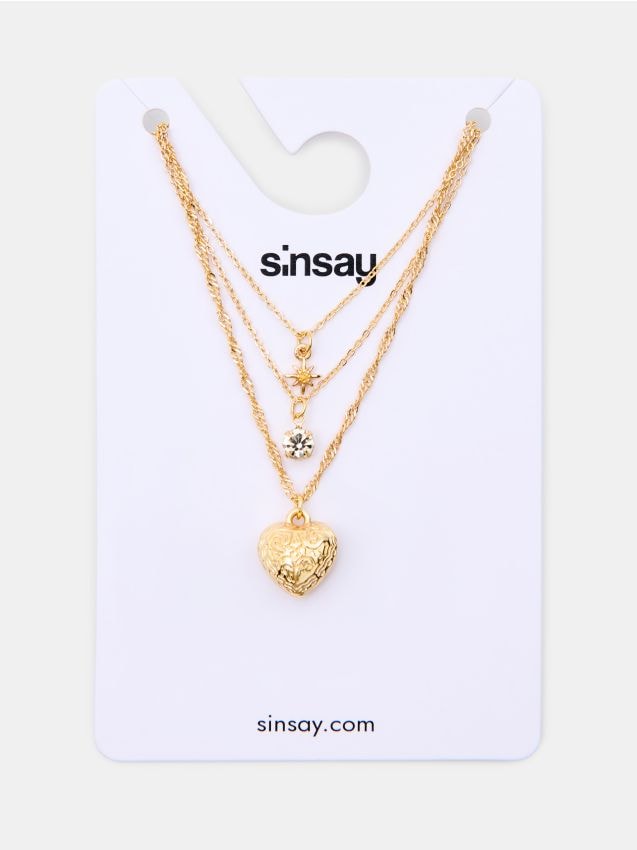Sinsay - Coliere cu pandantive, set de 3 - auriu