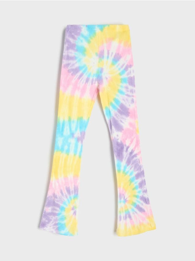 Sinsay - Prążkowane legginsy z motywem tie-dye - wielobarwny