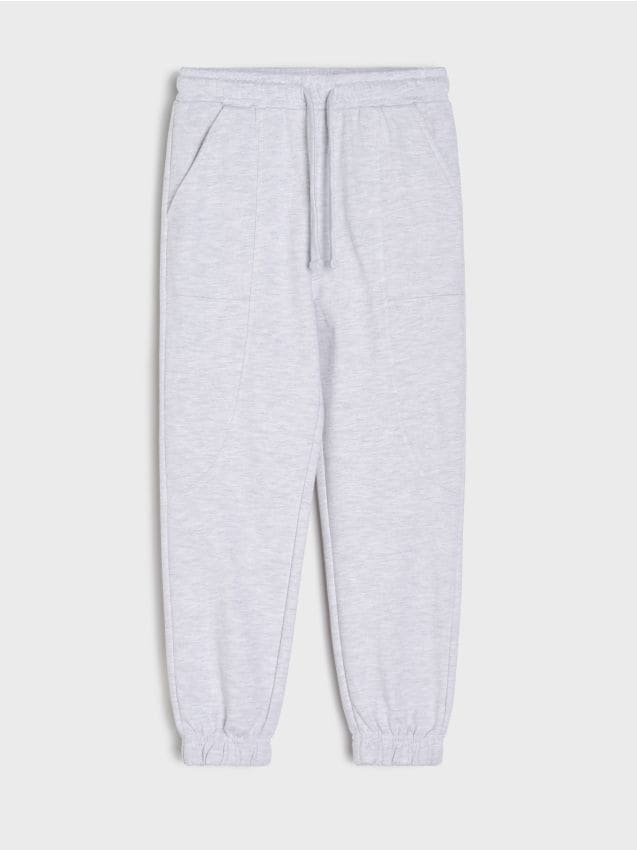 Sinsay - Pantaloni de trening jogger cu manșete la tiv - gri deschis