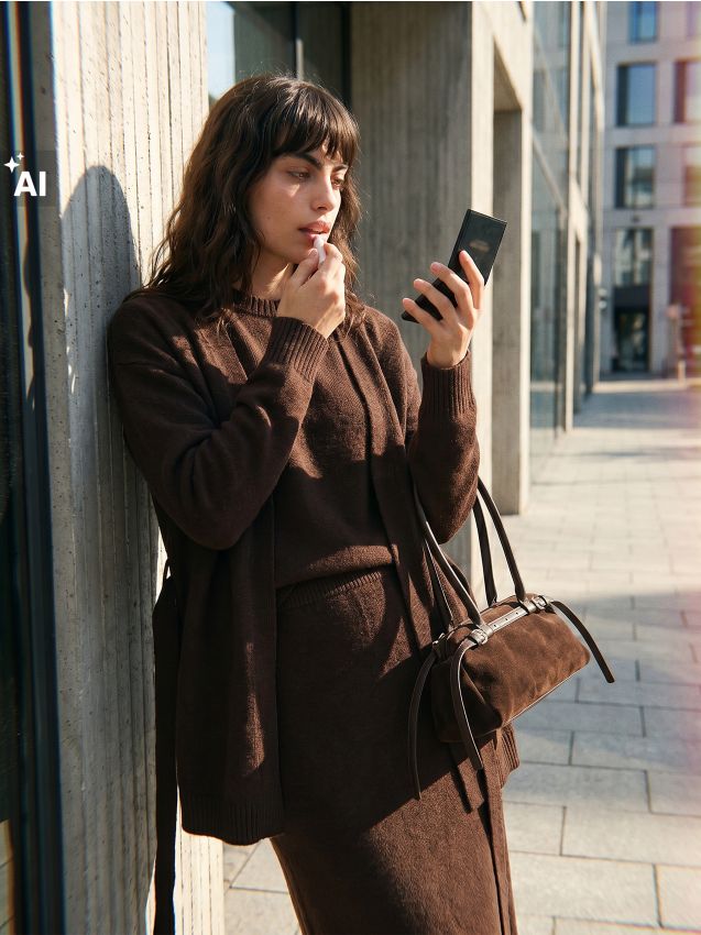 Sinsay - Cardigan de legat cu amestec de lână - maro