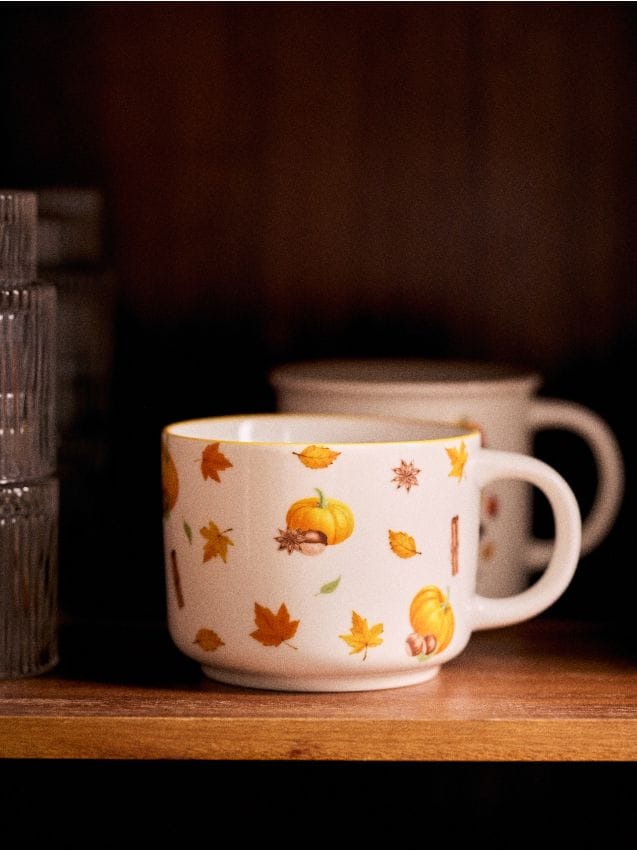 Sinsay - Cană ceramică cu motiv de dovleac - multicolor