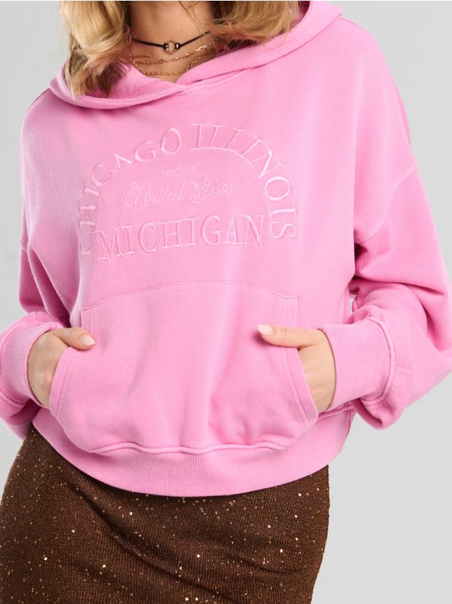 Bluza hoodie z haftowanym napisem - SINSAY