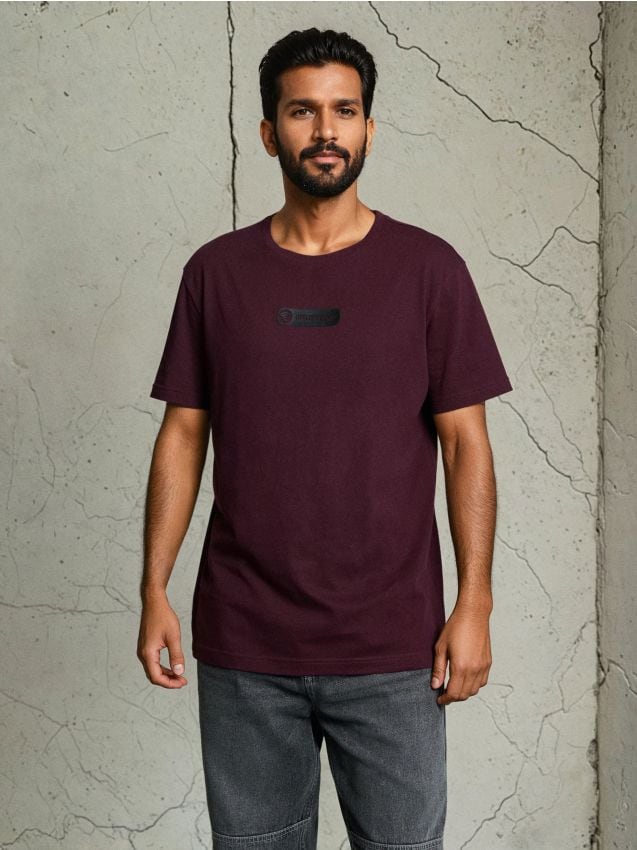 Sinsay - Tricou din bumbac cu imprimeu - bordo