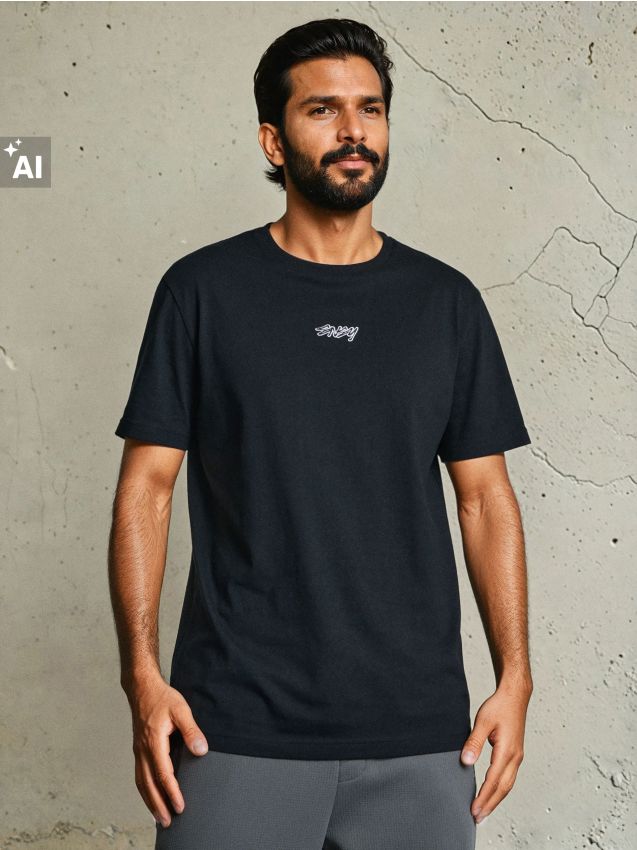 Sinsay - Tricou oversize din bumbac cu imprimeu - negru