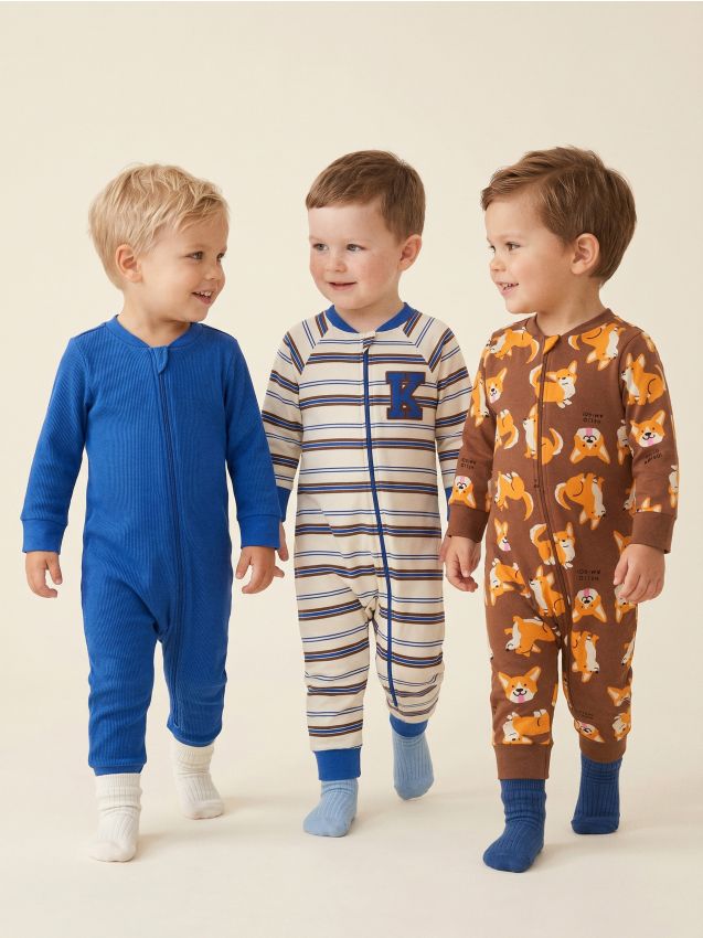 Sinsay - Salopetă din bumbac cu imprimeu 3 pack - multicolor