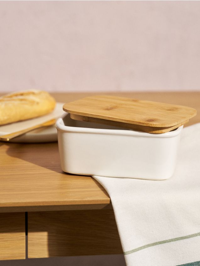 Sinsay - Untieră ceramică cu capac din bambus - bej