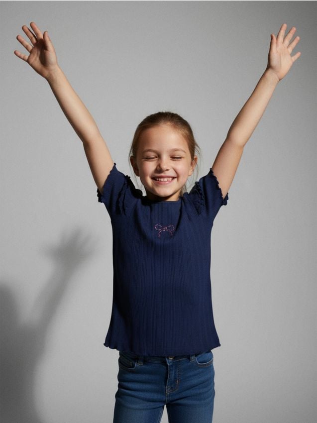 Sinsay - Tricou din tricot cu dantelă decorativă - bleumarin