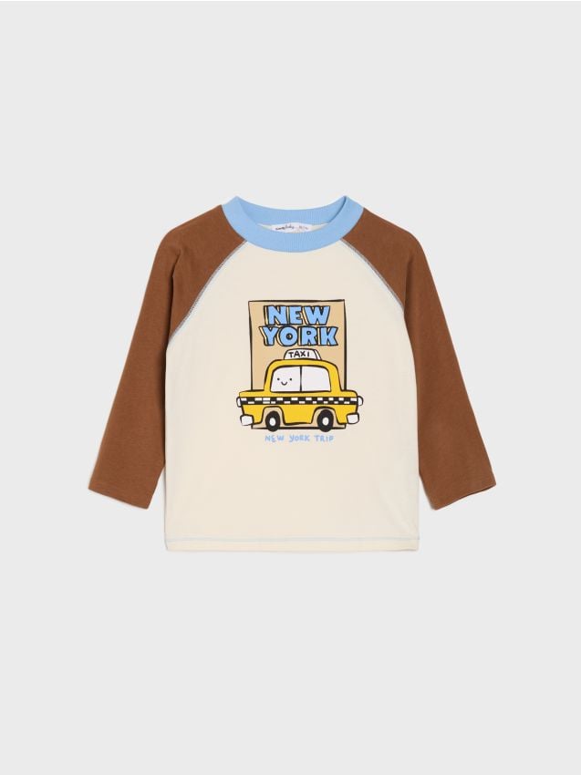 Sinsay - Tricou din bumbac cu inscripție New York - multicolor