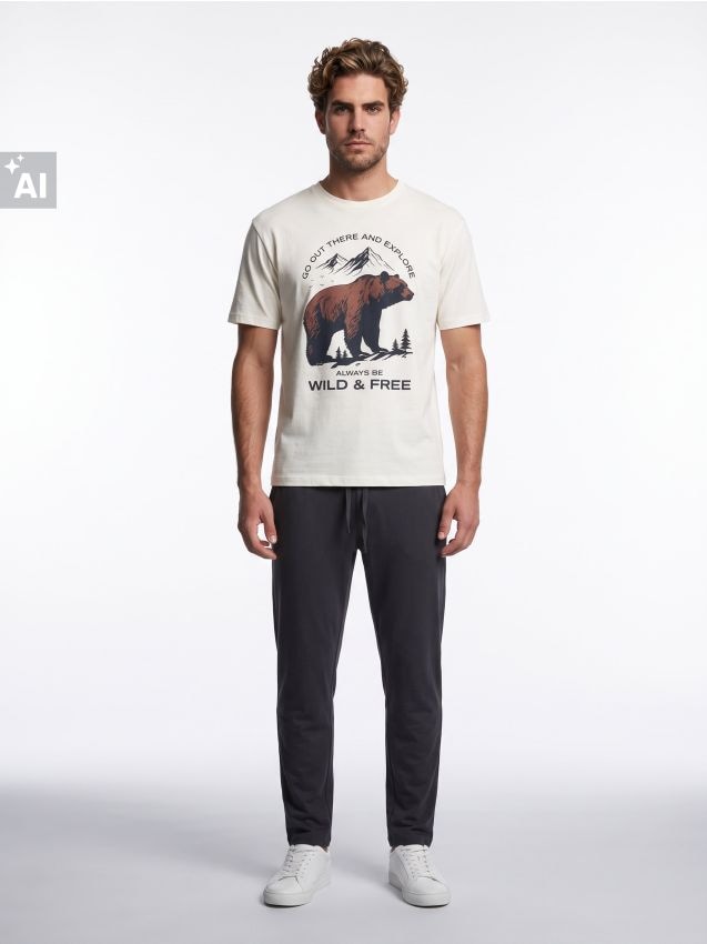 Sinsay - Pijama din bumbac în două piese cu imprimeu - multicolor