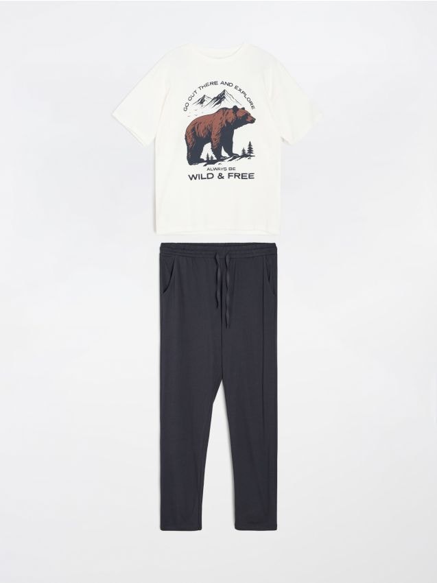 Sinsay - Pijama din bumbac în două piese cu imprimeu - multicolor