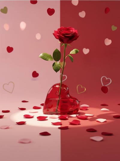 Valentýnská skleněná váza ve tvaru srdce