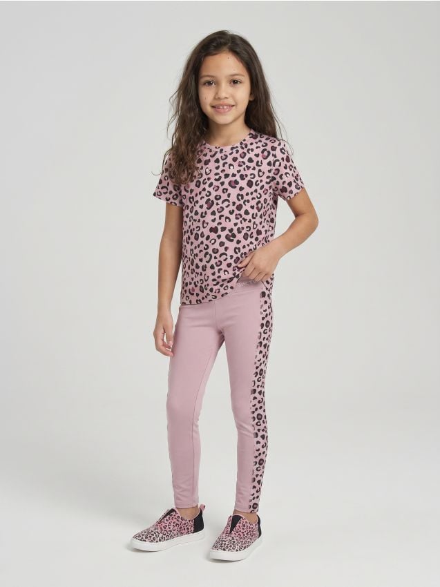 Sinsay - Set: tricou și colanți cu motiv leopard Active - multicolor