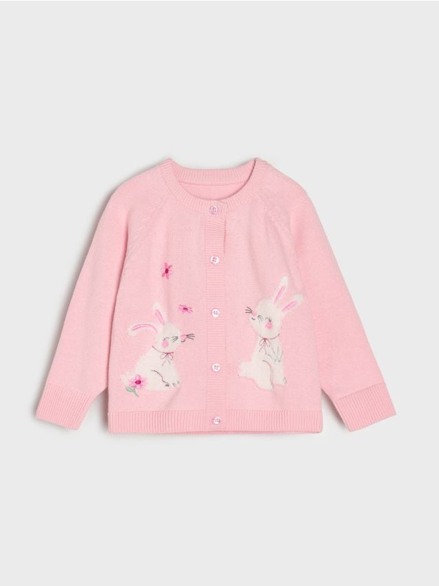 Sinsay - Cardigan din bumbac - roz-pastel