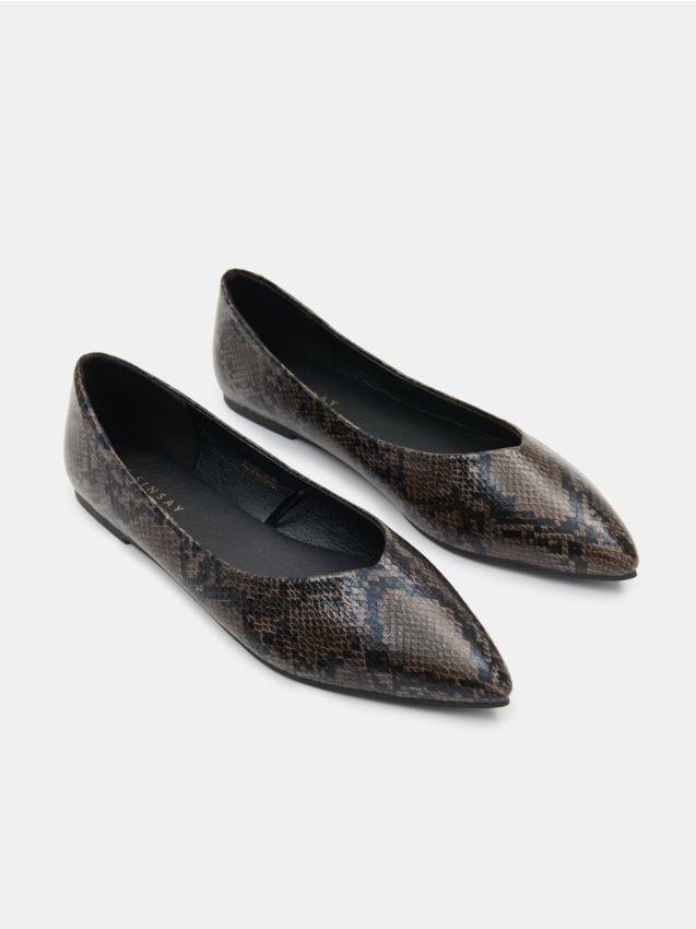 Sinsay - Balerini cu model piele de șarpe - bej