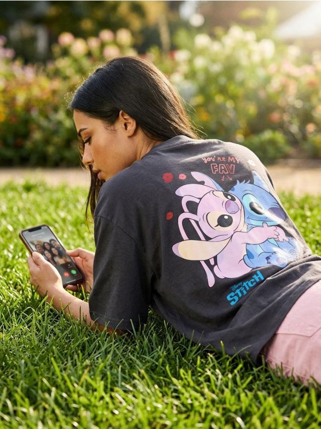 Sinsay - Tricou din bumbac cu mânecă scurtă Lilo & Stitch - gri-neutru