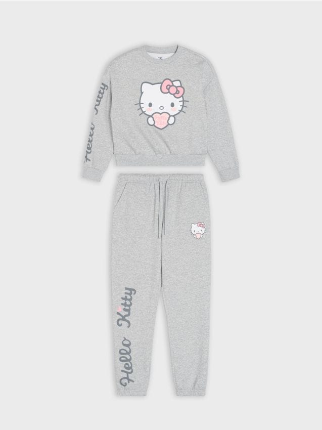 Sinsay - Set bluză și pantaloni sport Hello Kitty - gri deschis