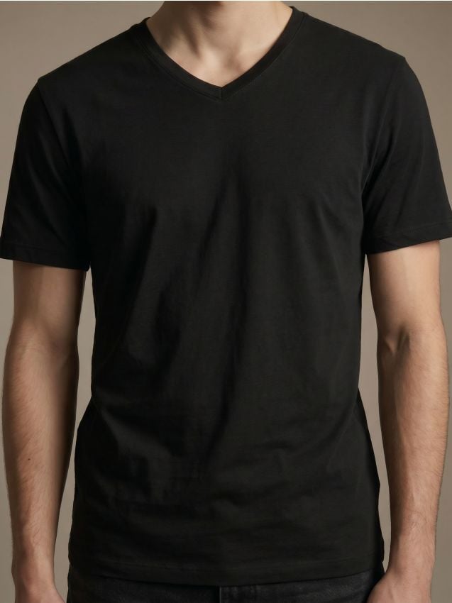 Sinsay - Tricou basic din bumbac cu decolteu în V - negru