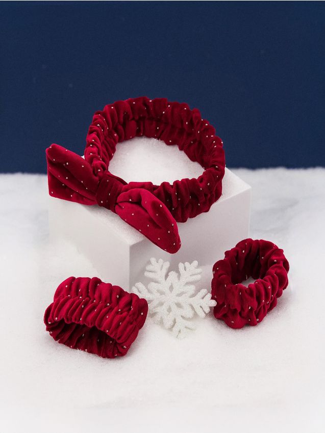 Sinsay - Kozmetická čelenka a pásky na zápästia - červená