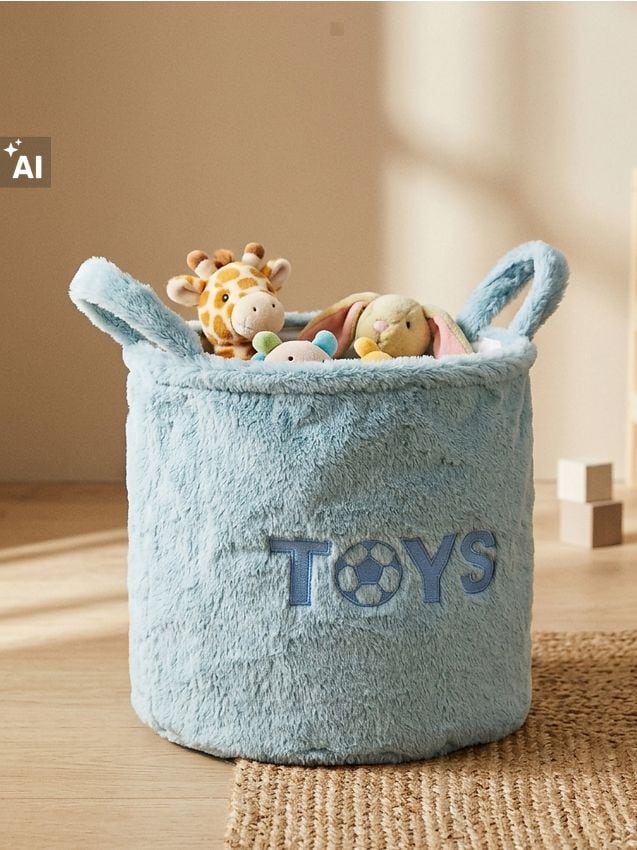 Sinsay - Coș de depozitare cu inscripție TOYS - light blue