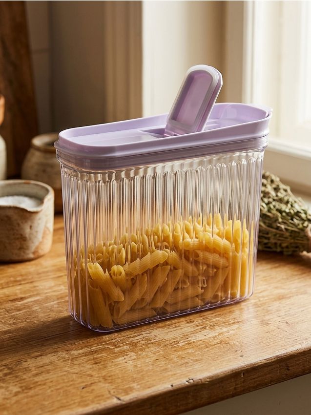 Sinsay - Recipient pentru alimente cu capac, cu striații - alb